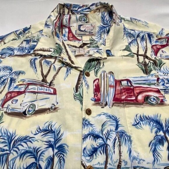 Blue Water Wear Button Up Men's Large Cream Rare Volkswagen Surf Van Beach Shirt - Picture 15 of 16